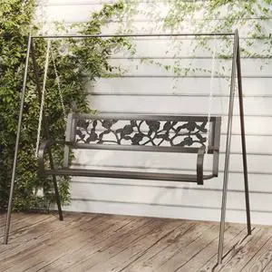 vidaXL Patio Swing Bench 49.2" Steel and Plastic Black