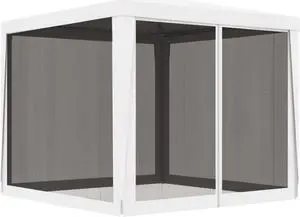 vidaXL Party Tent with 4 Mesh Sidewalls 8.2'x8.2' White