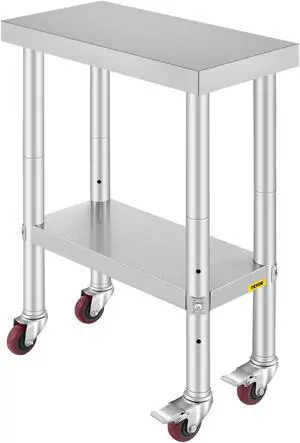 VEVOR 24x12 Kitchen Stainless Steel Work Table Commercial Applications Cleanable Shelf