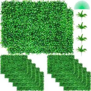 VEVOR Artificial Boxwood Panel, Hedge Decor 12 Pcs 24" X 16" Privacy Fence Panel Grass