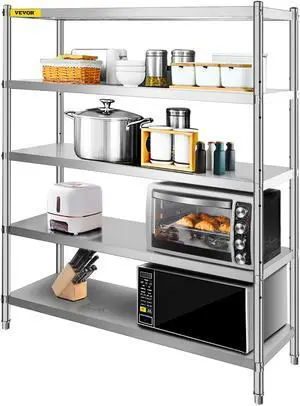 VEVOR Stainless Steel Shelving Adjustable Storage Shelf 5-tier Storage Rack