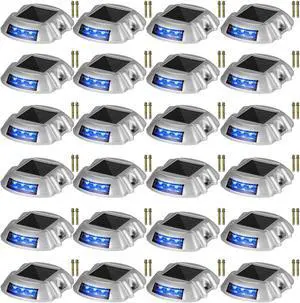 VEVOR Driveway Lights, Solar Driveway Lights 24-pack Solar Dock Lights W/ Switch, Blue