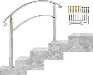 VEVOR 4 Ft Iron Handrail Adjustable Fits 3 Or 4 Steps Handrail Grab Handrail Garden