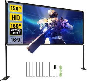 VEVOR Outdoor Movie Screen W/ Stand Portable Projector Screen 150" 16:9 Hd 4k