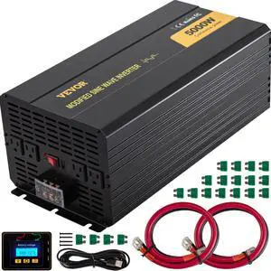 VEVOR Power Inverter 5000W 10000W 12V DC to 110V 120V AC LCD Cable Car Boat RV VEVOR