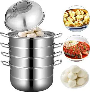 VEVOR 12'' Food Steamer Food Steaming Machine Cookware 5 Tier Stainless Steel 30cm
