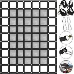 VEVOR 2Ton/4400LBS Truck Bed Cargo Net Reinforced Web Cargo w/ 4 S-Hook Straps