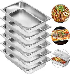 VEVOR Steam Table Pans Bain-marie 6 Pack Catering Hotel Buffet Pans Buffet Food Pan