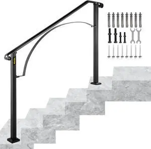 VEVOR Fits 4 Steps Handrail Arch#4 Matte Black Office Brick Steps Commercial Pro