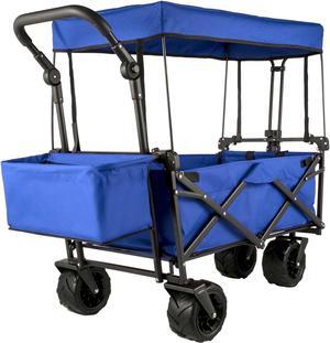 VEVOR Folding Wagon Cart, Collapsible Folding Garden Cart W/ Canopy