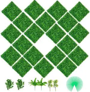 VEVOR Artificial Boxwood Panel Boxwood Hedge Wall Panel 20pc 20x20" Garden Decor