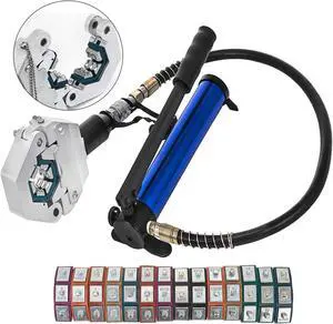 Split Hydraulic A/c Hose Crimper Kit Crimping Set Hose Fittings W/ Aluminum Pump