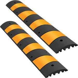 VEVOR 2pcs 6ft Rubber Speed Bump Heavy Duty 72" Cable Protection Portable Modular Ramp