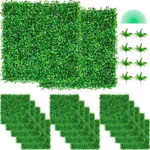 VEVOR Artificial Boxwood Panel Hedge Decor 48 Pcs 10x10 Inch Privacy Fence Panel Grass