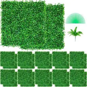 VEVOR Artificial Boxwood Panel, Hedge Decor 24 Pcs 10" X 10" Privacy Fence Panel Grass