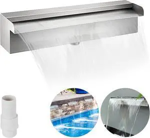 VEVOR Waterfall Pool Stainless Steel 11.8" Cascade Fountain Garden Outdoor