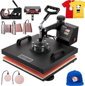 VEVOR 8 In 1 Heat Press 15" x 15" Digital Transfer Sublimation for DIY T-Shirt Mug Cap