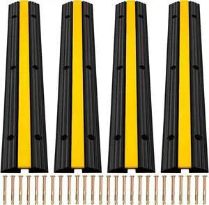VEVOR 4 Pack 1 Channel Cable Protector Ramp 22046lbs Wire Hose Cable Cover Speed Bump