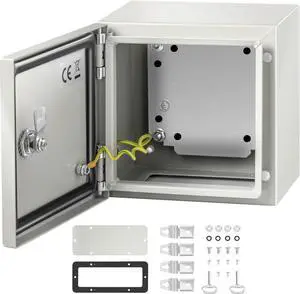 VEVOR 8 X 8 X6'' Carbon Steel Electrical Enclosure Wall Mount Junction Box Ip65