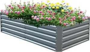 VEVOR Galvanized Raised Garden Bed Metal Planter Box Grow Vegetable Flower 80in