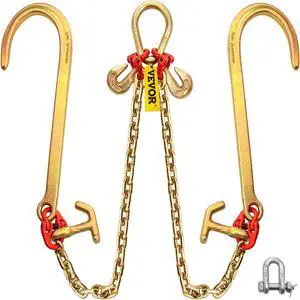 VEVOR 5/16"2' G80 V-chain Bridle With 2 Legs & 15" Large J Hooks & T Hooks