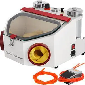 VEVOR Twin Pen Sandblaster Double Pen Sand Blaster Machine For Dental Lab 2 Tanks Lamp