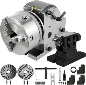 VEVOR Dividing Head Bs-1 6" 3 Jaw Chuck & Tailstock For Cnc Milling Machine Precision