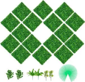 Vevor Artificial Boxwood Panel Boxwood Hedge Wall Panel 16pc 20x20" Garden Decor