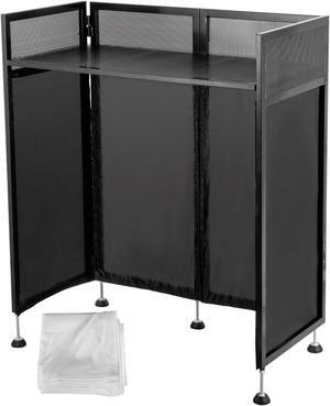 VEVOR Dj Event Facade White/black Scrim Metal Frame Booth + 20" X 40" Flat Table Top