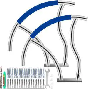 VEVOR Swimming Pool Handrail Ladder Handrail Stainless Steel Rail W/ Base Plate