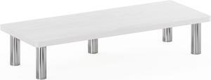 Furinno Turn-N-Tube Monitor Riser Stand, White Oak, Stainless Steel Tubes