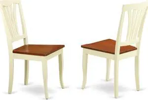 Set of 2 Chairs AVC-WHI-W Avon Dining Chair Wood Seat - Buttermilk and Cherry Finish Set of 2 Chairs AVC-WHI-W Avon Dining Chair Wood Seat - Buttermilk and Cherry Finish