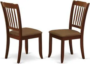 Set of 2 Chairs DAC-MAH-C Danbury vertical slatted back chairs with Linen Fabric Upholstered Seat in Mahogany finish Set of 2 Chairs DAC-MAH-C Danbury vertical slatted back chairs with Linen Fabric Upholstered Seat in Mahogany finish