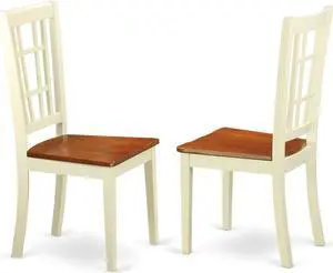 Set of 2 Chairs NIC-WHI-W Nicoli Dining Chair with Wood Seat buttermilk & brown finish Set of 2 Chairs NIC-WHI-W Nicoli Dining Chair with Wood Seat buttermilk & brown finish