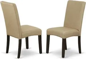 Set of 2 Chairs DRP5T03 Parson Chair with Cappuccino Finish Leg and Linen fabric- Brown Color Set of 2 Chairs DRP5T03 Parson Chair with Cappuccino Finish Leg and Linen fabric- Brown Color