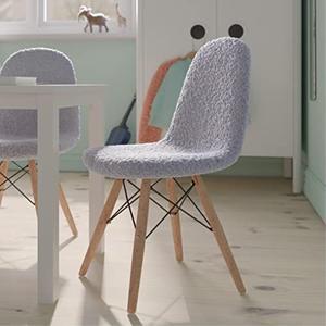 Zula Kid's Modern Padded Armless Faux Sherpa Accent Chairs with Beechwood Legs in Gray
