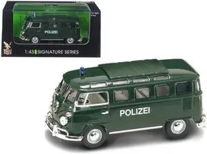 1962 Volkswagen Microbus Police Green 1/43 Diecast Car Model by Road Signature