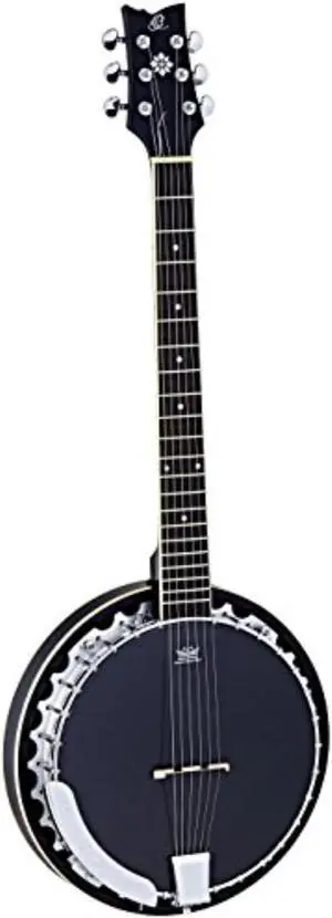 Ortega Guitars OBJ350 Raven Series Guitar Banjo, Black #OBJ350/6-SBK