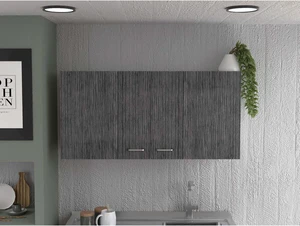 TUHOME Napoles Wall Cabinet, Two Shelves, Two-Door Cabinet, Metal Handles-White/Smoky Oak, For Kitchen Room TUHOME Napoles Wall Cabinet, Two Shelves, Two-Door Cabinet, Metal Handles-White/Smoky Oak, For Kitchen Room