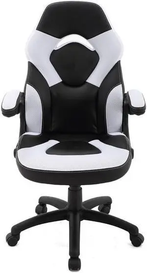 Commando Ergonomic Gaming Chair with Adjustable Gas Lift Seating, Black and White