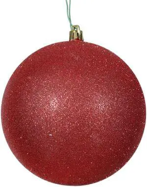 Vickerman 10" Red Glitter Ball Drilled Cap - N592503DG