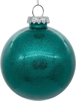 6" Teal Glitter Clear Ball 4/bag