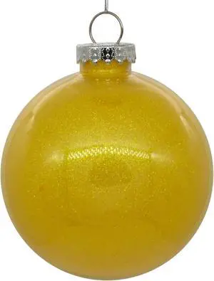 6" Yellow Glitter Clear Ball 4/bag