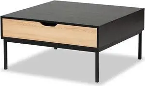 Baxton Studio Haben Modern and Contemporary Two-Tone Oak Brown and Black Finished Wood Coffee Table