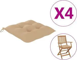 vidaXL Chair Cushions 4 pcs Beige 15.7"x15.7"x2.8" Fabric
