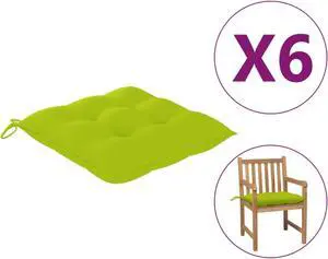 vidaXL Chair Cushions 6 pcs Bright Green 19.7"x19.7"x2.8" Fabric