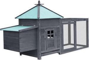 vidaXL Chicken Coop with Nest Box Gray 76"x26.8"x41" Solid Firwood