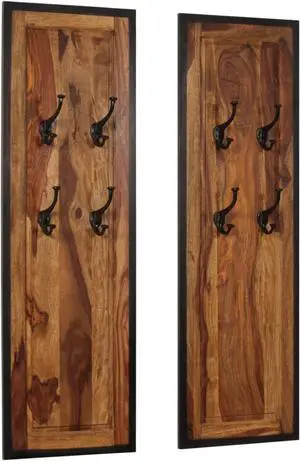 vidaXL Coat Racks 2 pcs Solid Sheesham Wood