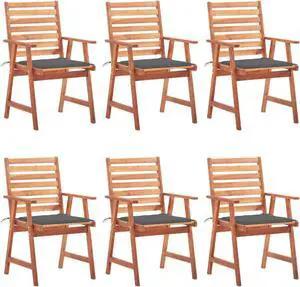 vidaXL Outdoor Dining Chairs 6 pcs with Cushions Solid Acacia Wood