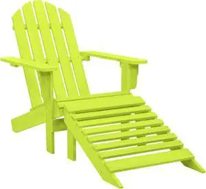 vidaXL Patio Adirondack Chair with Ottoman Solid Fir Wood Green